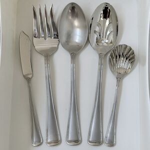 5pc GORHAM Monet Frosted Stainless Hostess Set Serving Glossy Satin 18/8